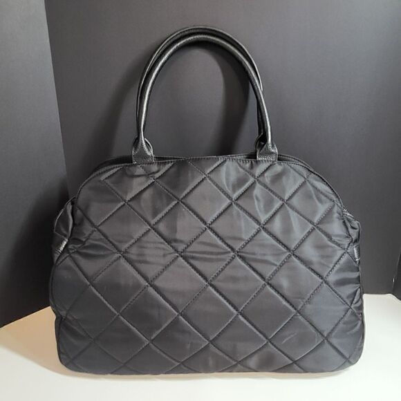 Steve Madden Black Soft Quilted Tote / Briefcase  / Diaper Bag - Picture 2 of 8